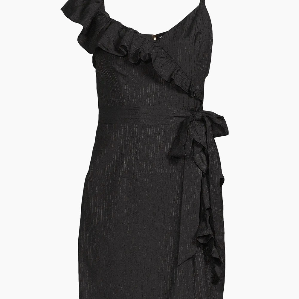 Lilly Pulitzer Black One Shoulder Asymmetrical Sundress Lavianna Ruffle Dress